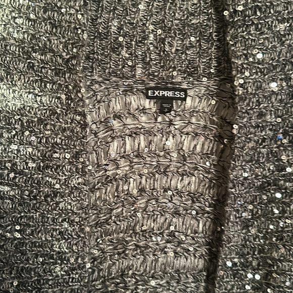 Charcoal sequin cropped Express brand cardigan size small - Picture 2 of 4